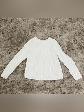 Quince White Ribbed Summer Sweater M